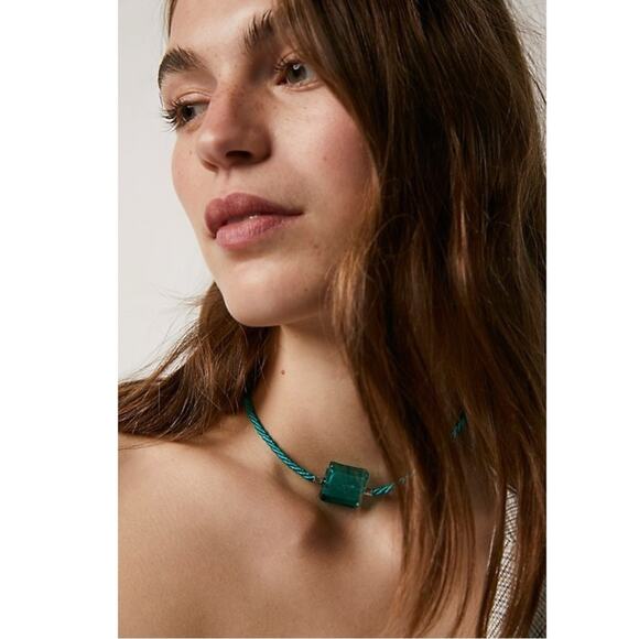 Free People Sunshine Express Choker Teal NWT Glass Bohemian Necklace Layering - Picture 11 of 11